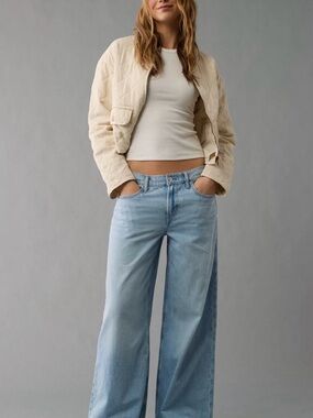 American Eagle Outfitters Light Blue Wide-Leg Jeans